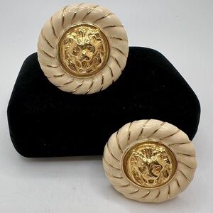Les Bernard Lion Head CLIP Earrings